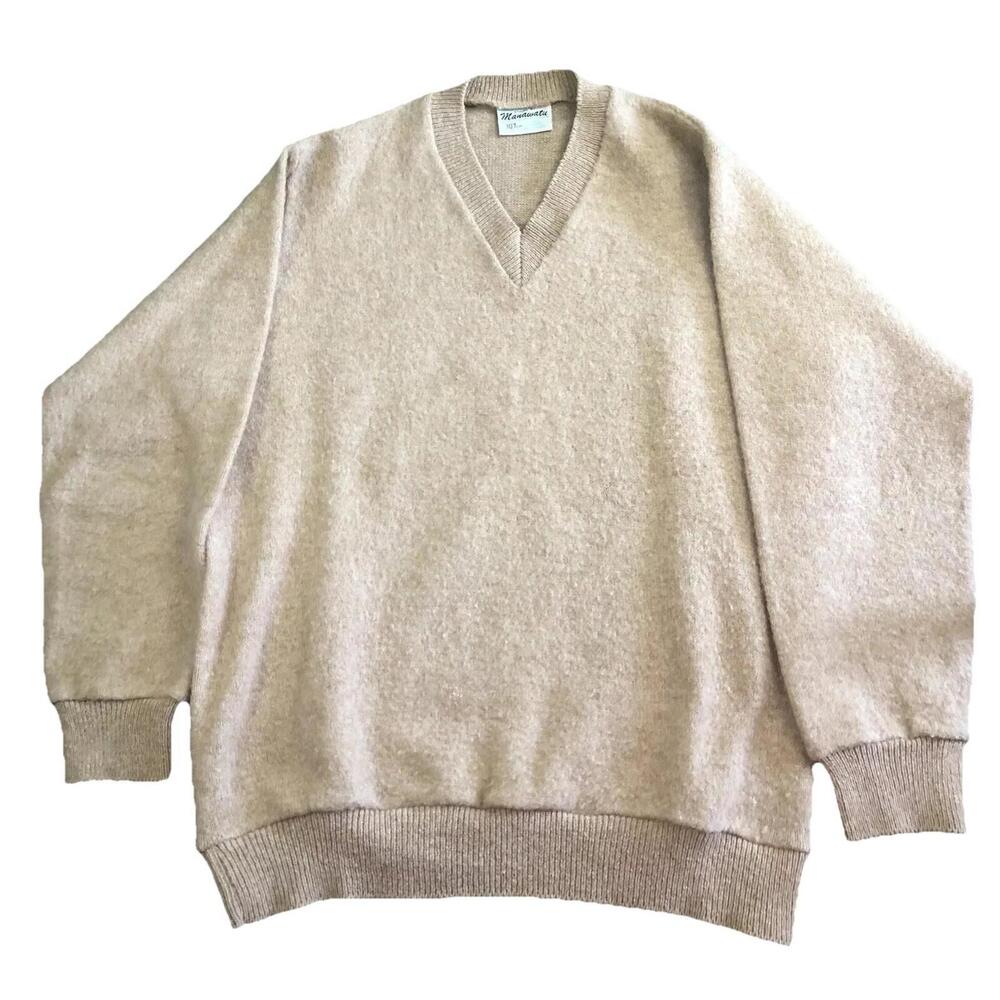 Manawatu 100% Wool V Neck Sweater Brown Mens XL 107cm‎ New Zealand